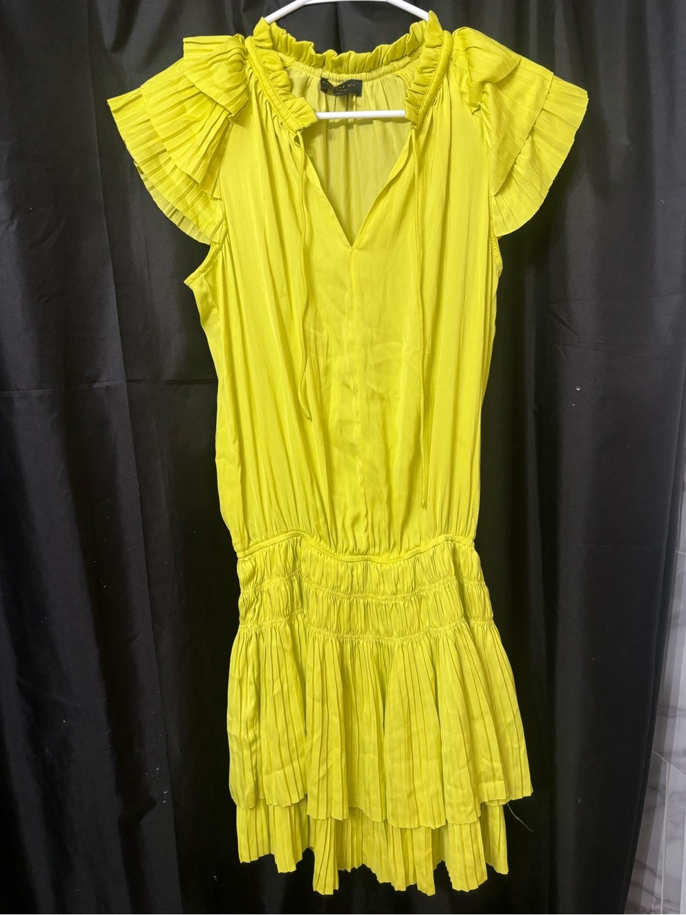 Current Air Neon Lime Ruffled Neck Blouse